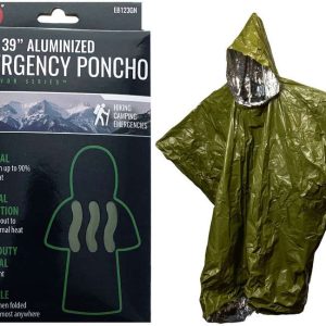 Olive Green Emergency Aluminized Poncho - 67" x 39"