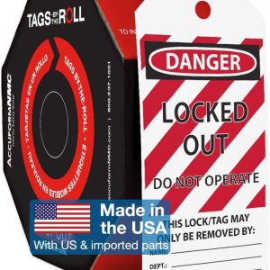 Accuform TAR462 Bilingual OSHA Danger Tags By-The-Roll: Locked Out Do Not Operate