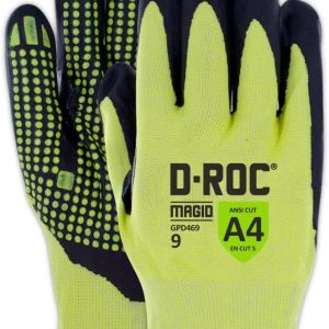 Magid D-ROC Hi-Vis Foam Nitrile Dotted Palm Coated Touchscreen Gloves