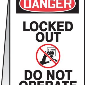 Accuform PFE420 "Overhead Hazard/Persons Working Above" OSHA Reversible Fold-Ups Floor Sign