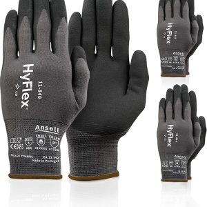 Ansell HyFlex 11-751 Black Intercept Technology Gloves with Polyurethane Palm Coating - Cut Level A4